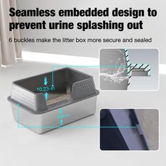 Suhaco non-slip base litter box Grey helps keep it steady on slippery floors.
