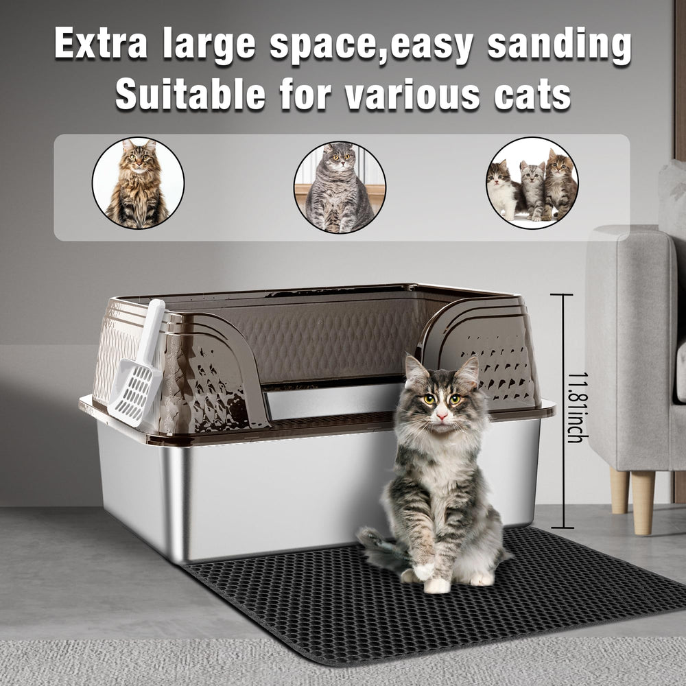 Suhaco XL litter box scoop aids quick cleaning for big cats.