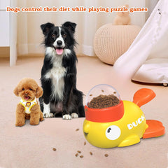 Suitchi dog puzzle toy side view showing interactive feeding.