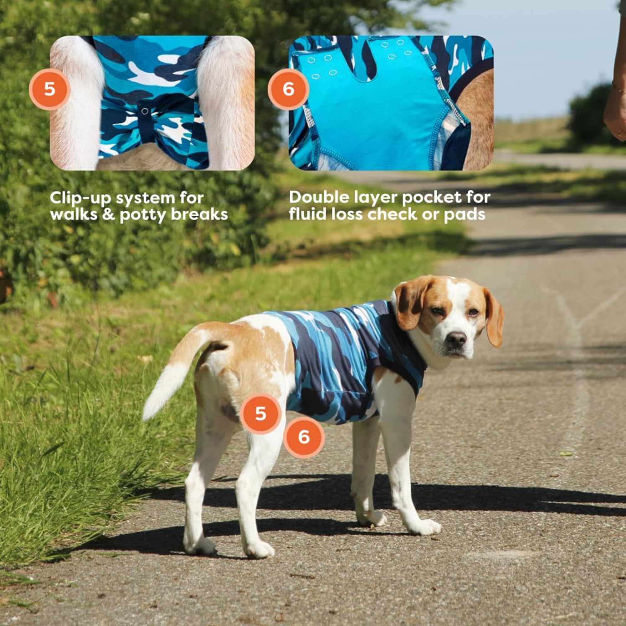 Suitical Recovery Suit with elastic neck and leg bands for a secure fit.