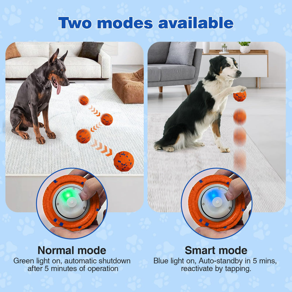 SUJF Interactive Dog Ball blue mode indicator; smart mode for interactive training.
