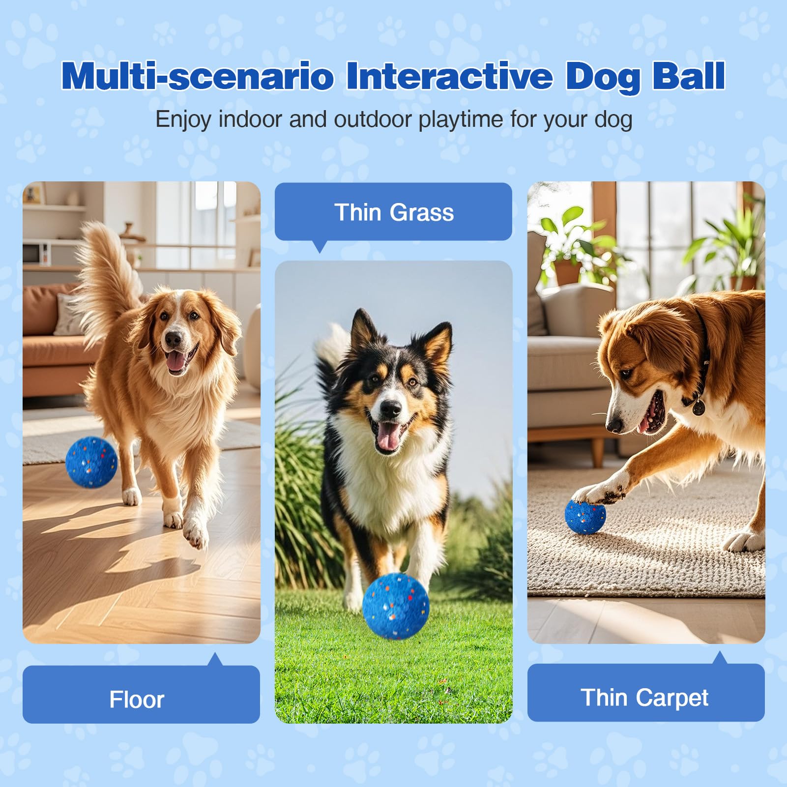 SUJF interactive dog ball charging image illustrating USB recharge convenience