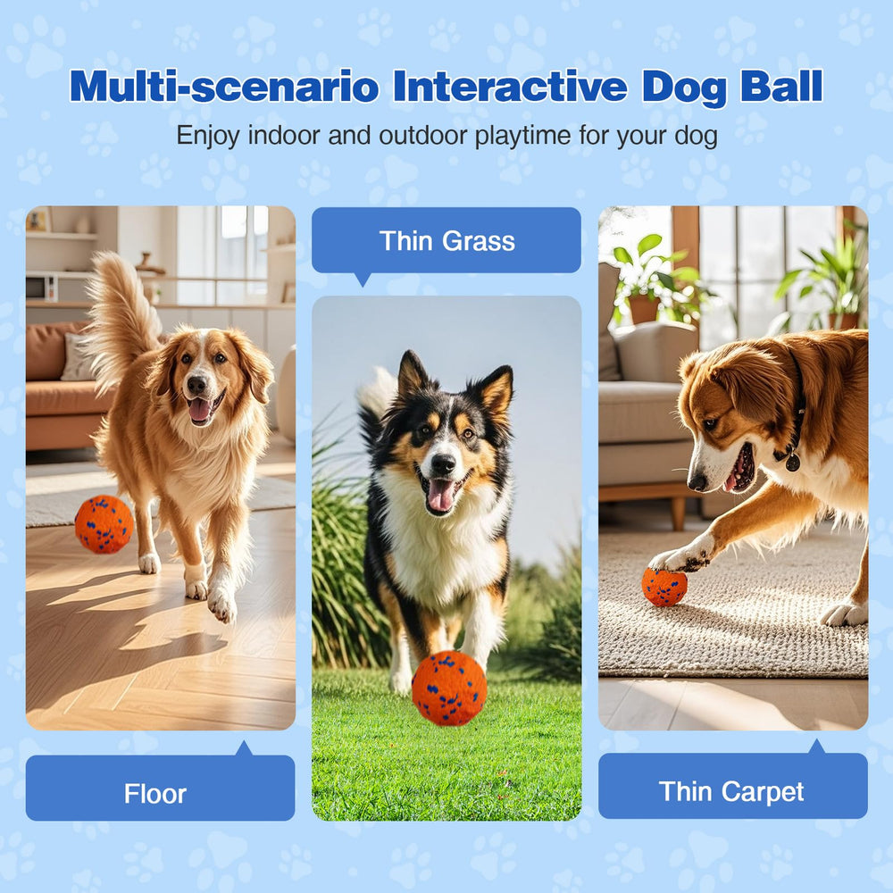 SUJF Interactive Dog Ball green mode indicator; normal mode for relaxed play.