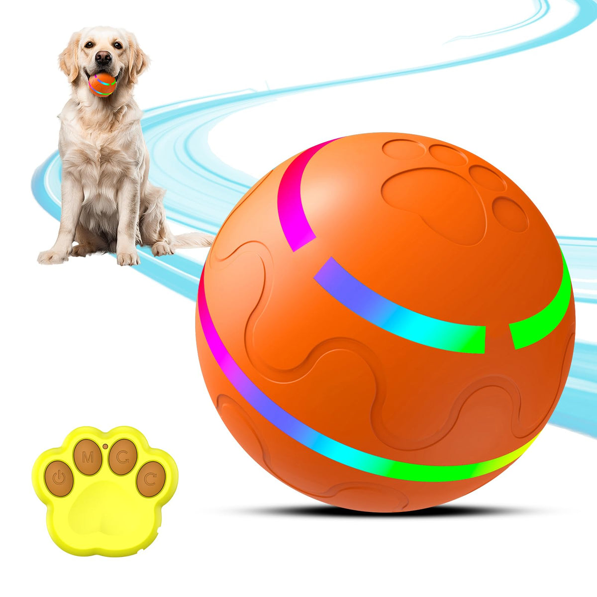 SUJF smart interactive dog ball with remote control and LED lights for engaging play