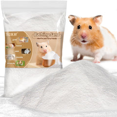 Sukh 31oz hamster sand bath package shows ready-to-use bath sand for grooming