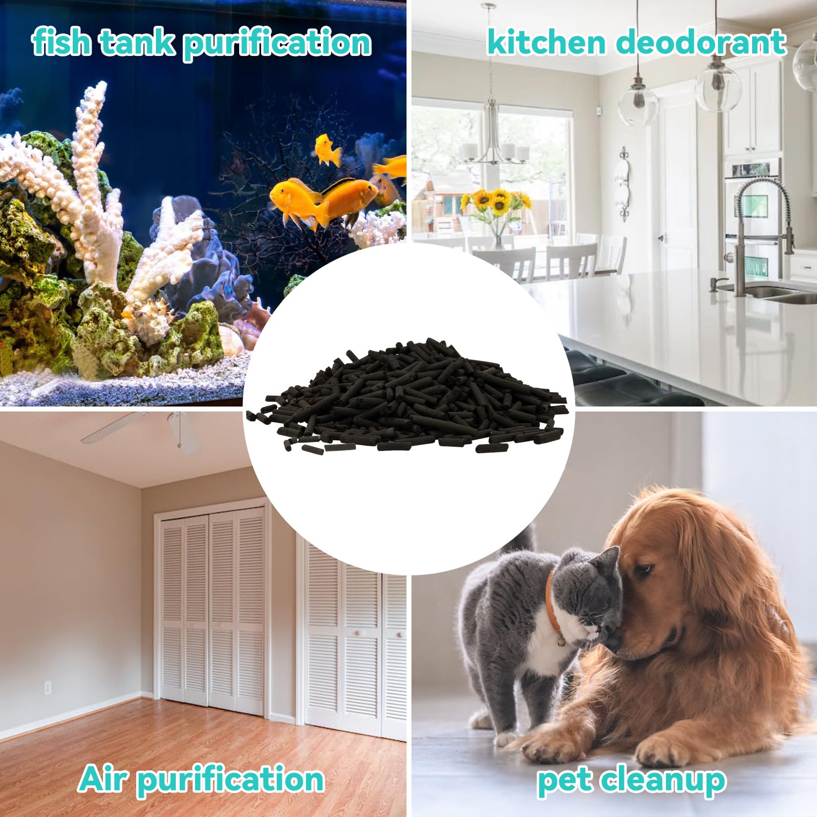 Sukh activated carbon for refrigerator deodorization and pet areas.