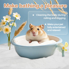 Sukh small-pets bath-time enrichment photo suggests relaxing digging and cleansing ritual