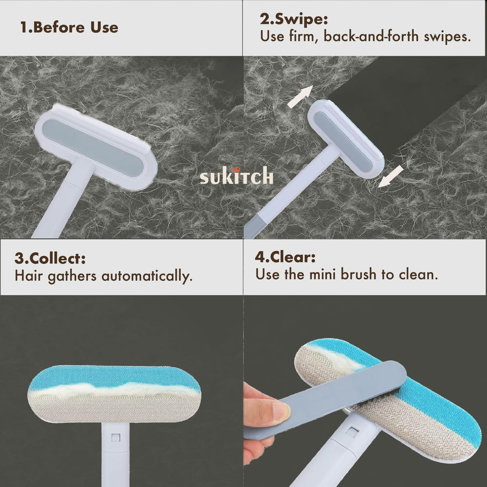 sukitch pet hair remover storage with hanging hole for quick access.