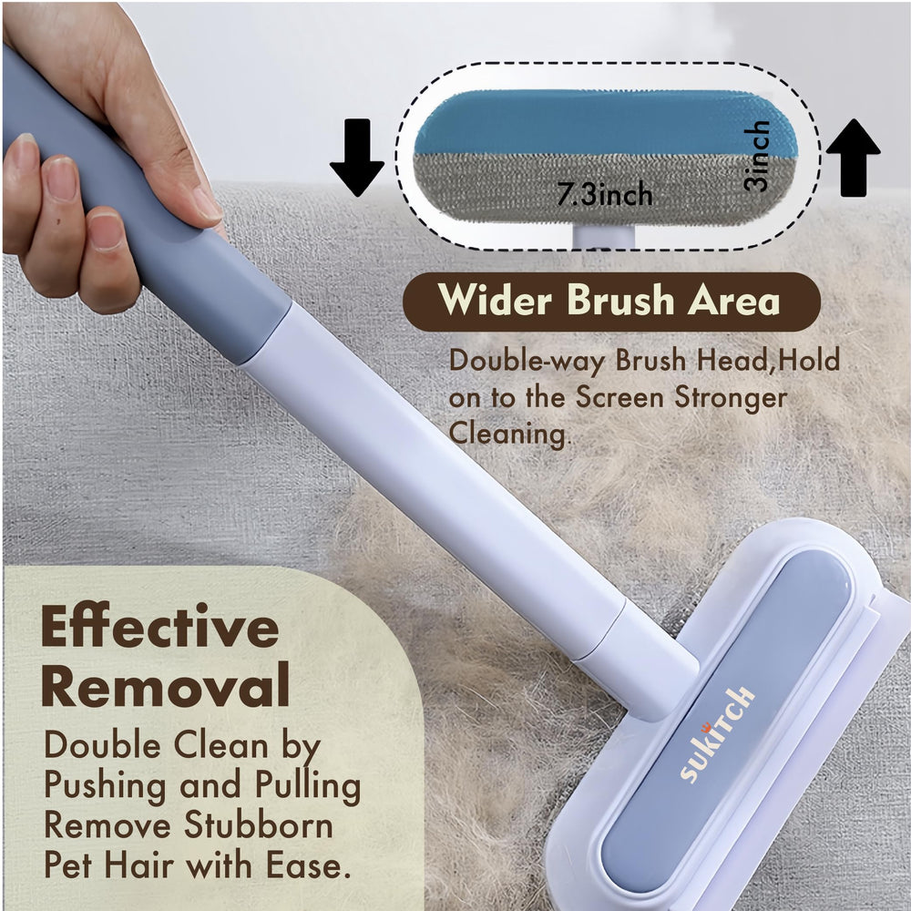 sukitch pet hair remover washable head being rinsed under water.