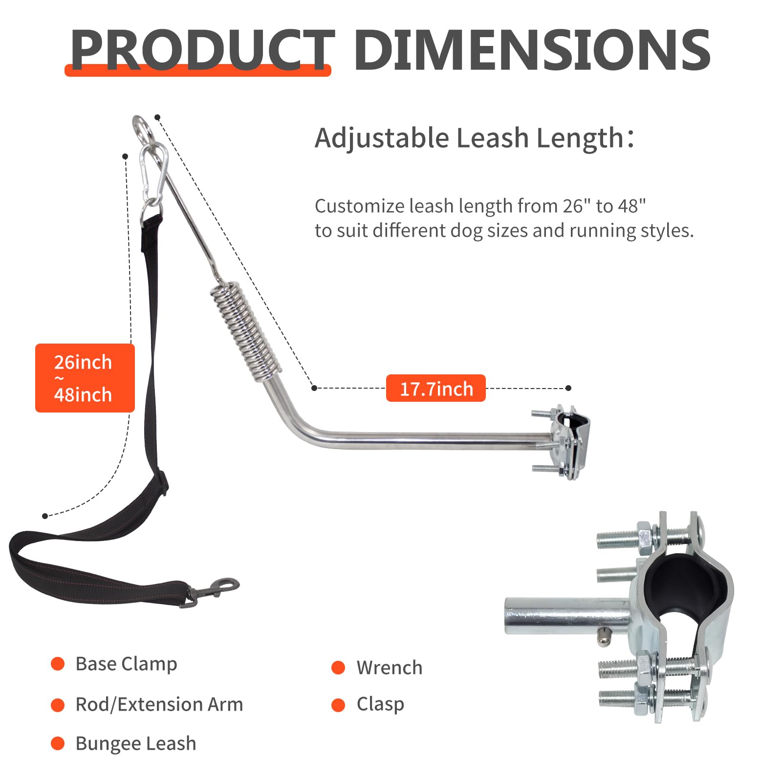 Sukubiui Bike Dog Leash Pivot Arm demonstrates 14-inch wheel clearance for safer rides