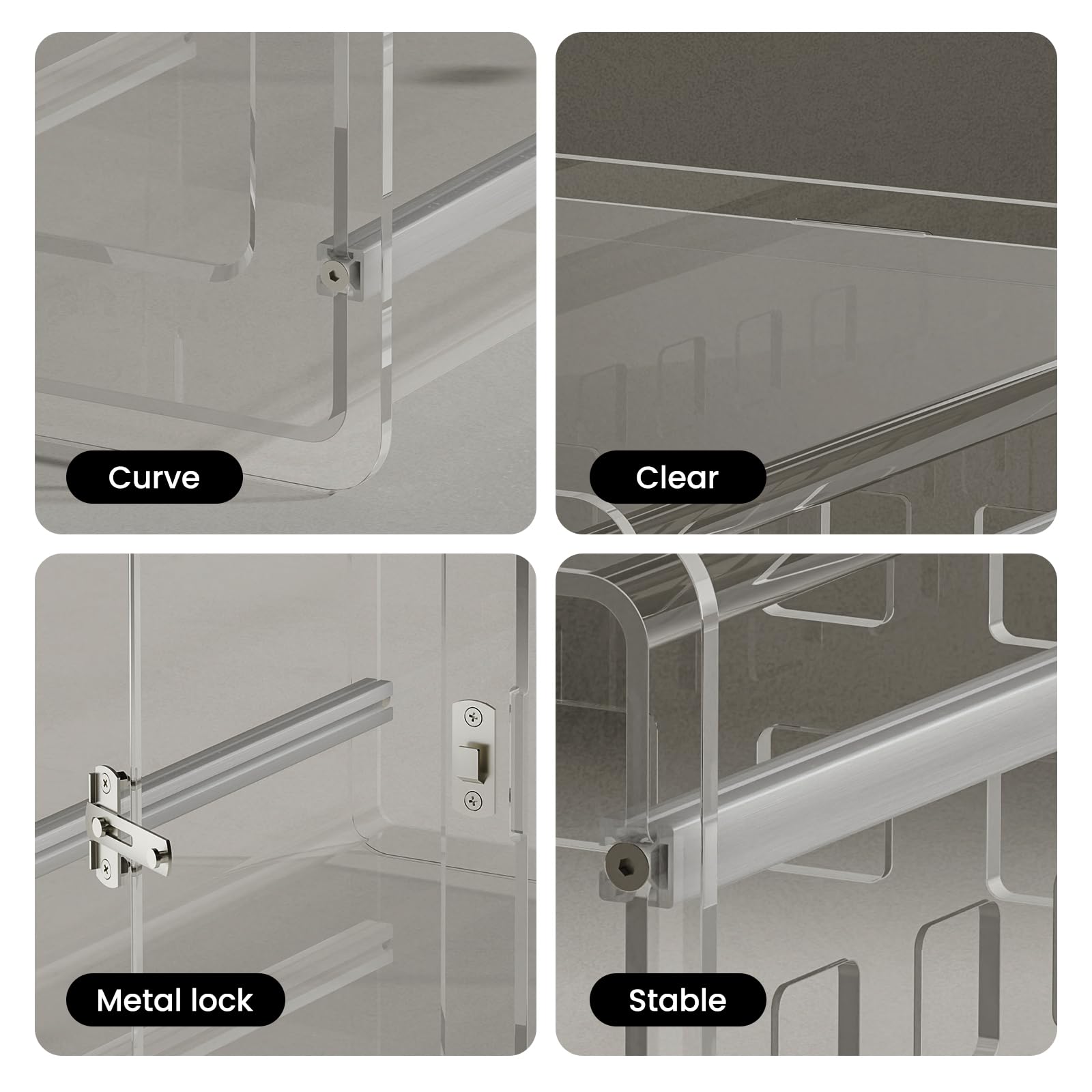 Sumerflos Clear Acrylic Dog Crate door with lockable latch ensures secure containment.