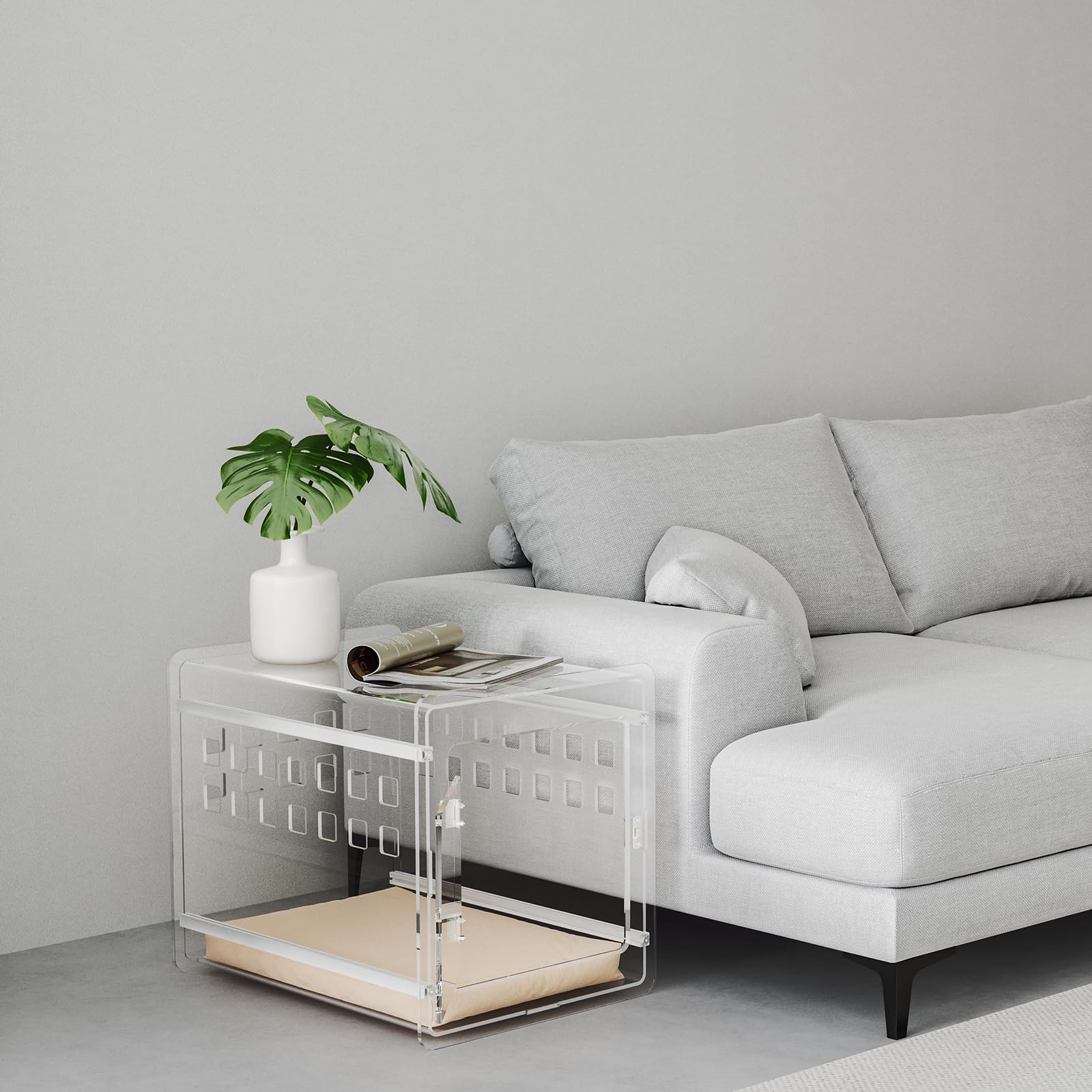 Sumerflos Rounded heat-bent acrylic edges prioritize pet safety.