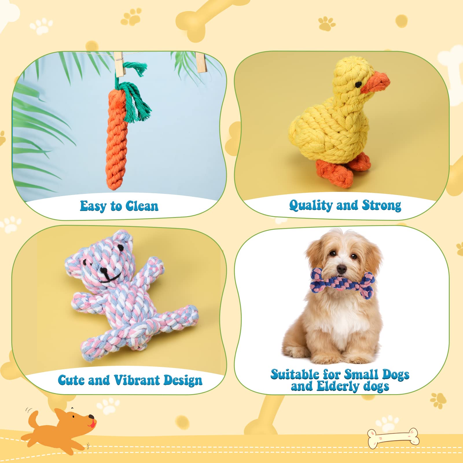 Sumind dog rope toy carrot for aggressive chewers and enrichment