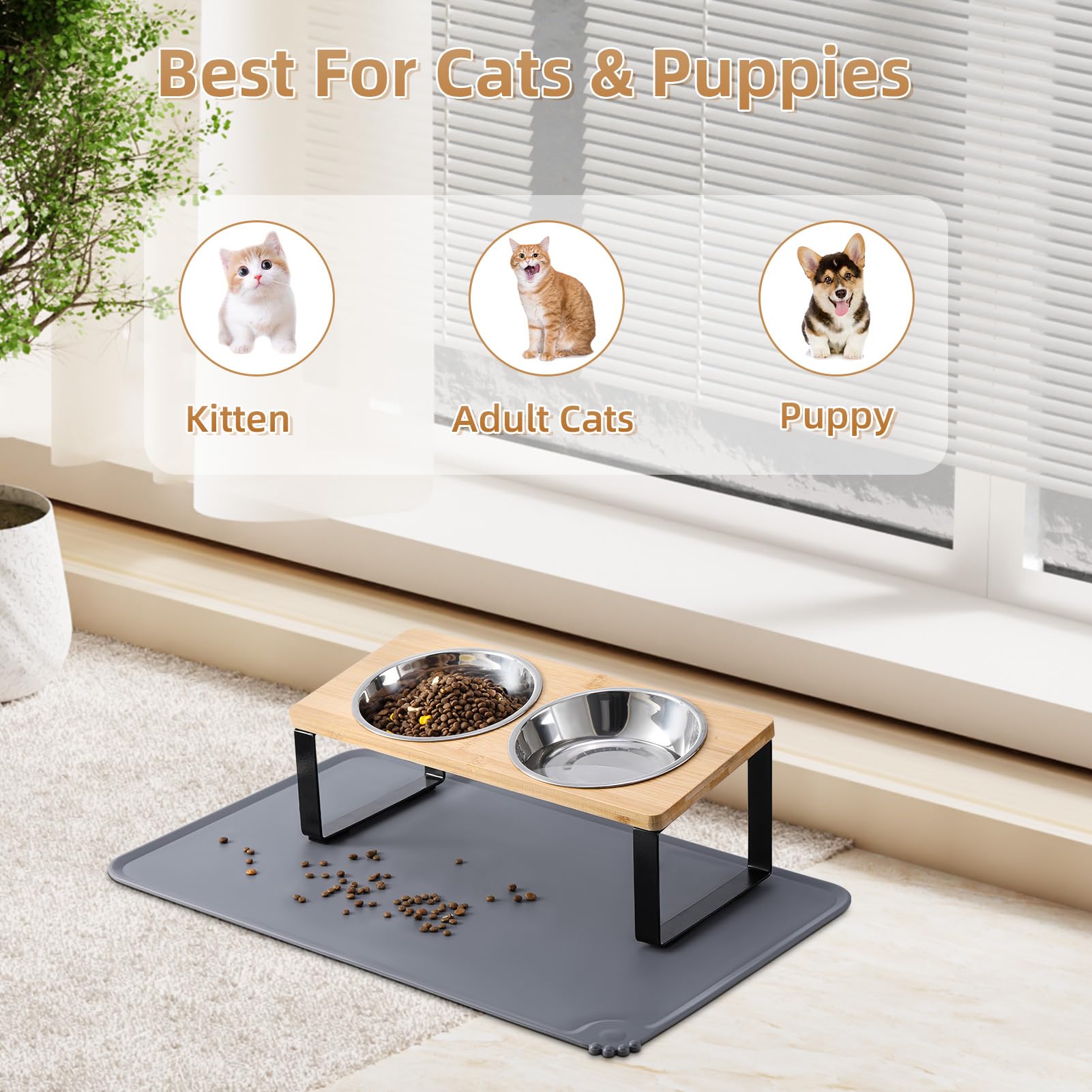 Summark feeding set with mat and bowls keeps feeding area tidy