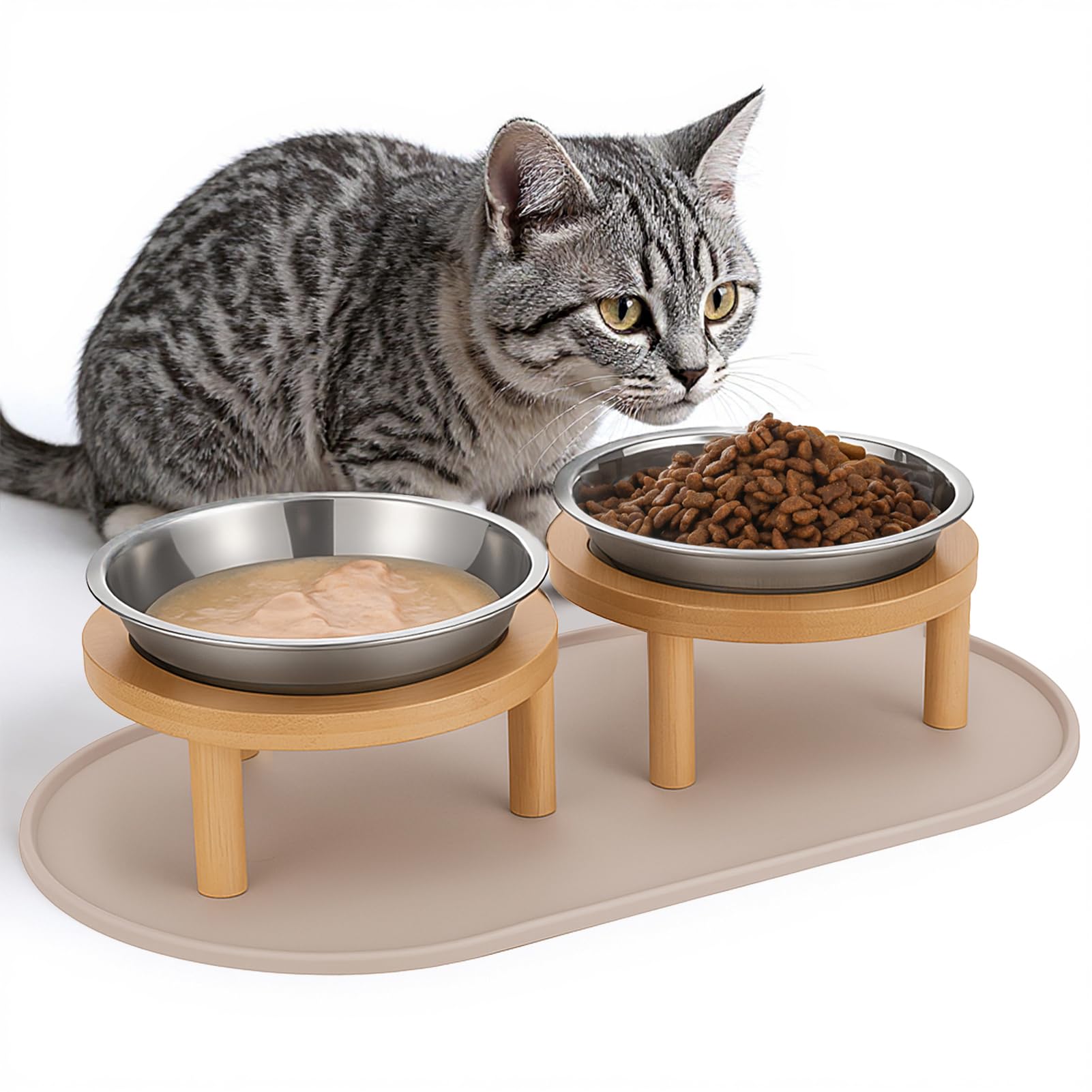 Summark elevated cat bowls collection—a whisker-friendly setup for calmer, mess-free meals.
