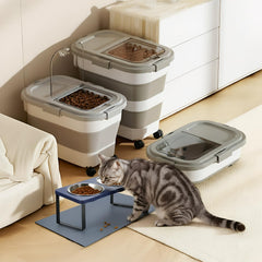 Summark storage container with rolling wheels for easy kitchen mobility.