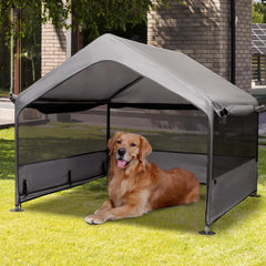 SUMMERTRAIL extralarge dog house outdoor setup shows spacious shelter for large breeds.
