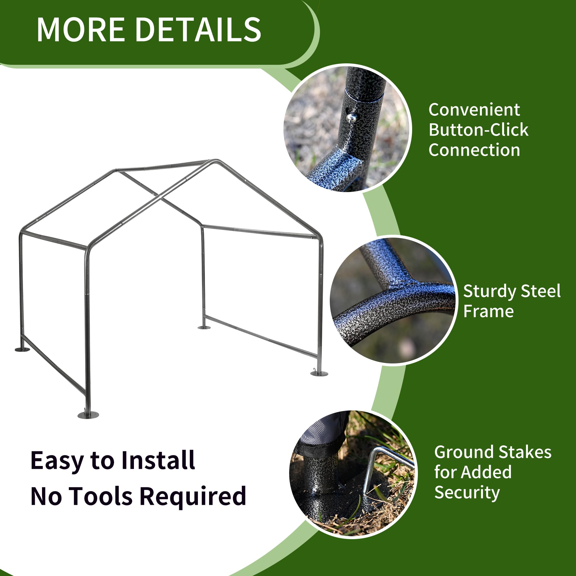 SUMMERTRAIL extralarge dog house steel frame close-up showcases sturdy construction and stability.