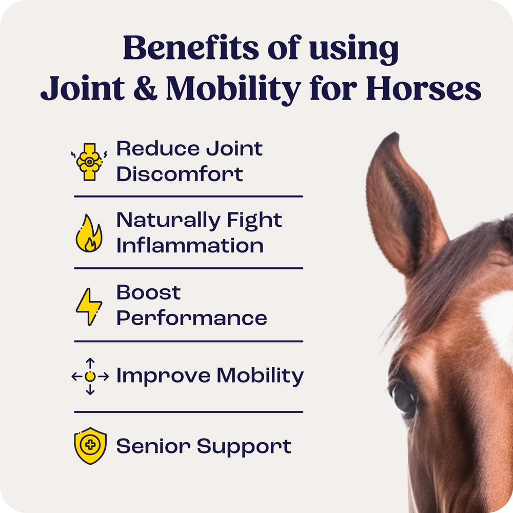 Summit Equine Joint & Mobility Bites ingredients label highlighting all-natural, drug-free formulation.