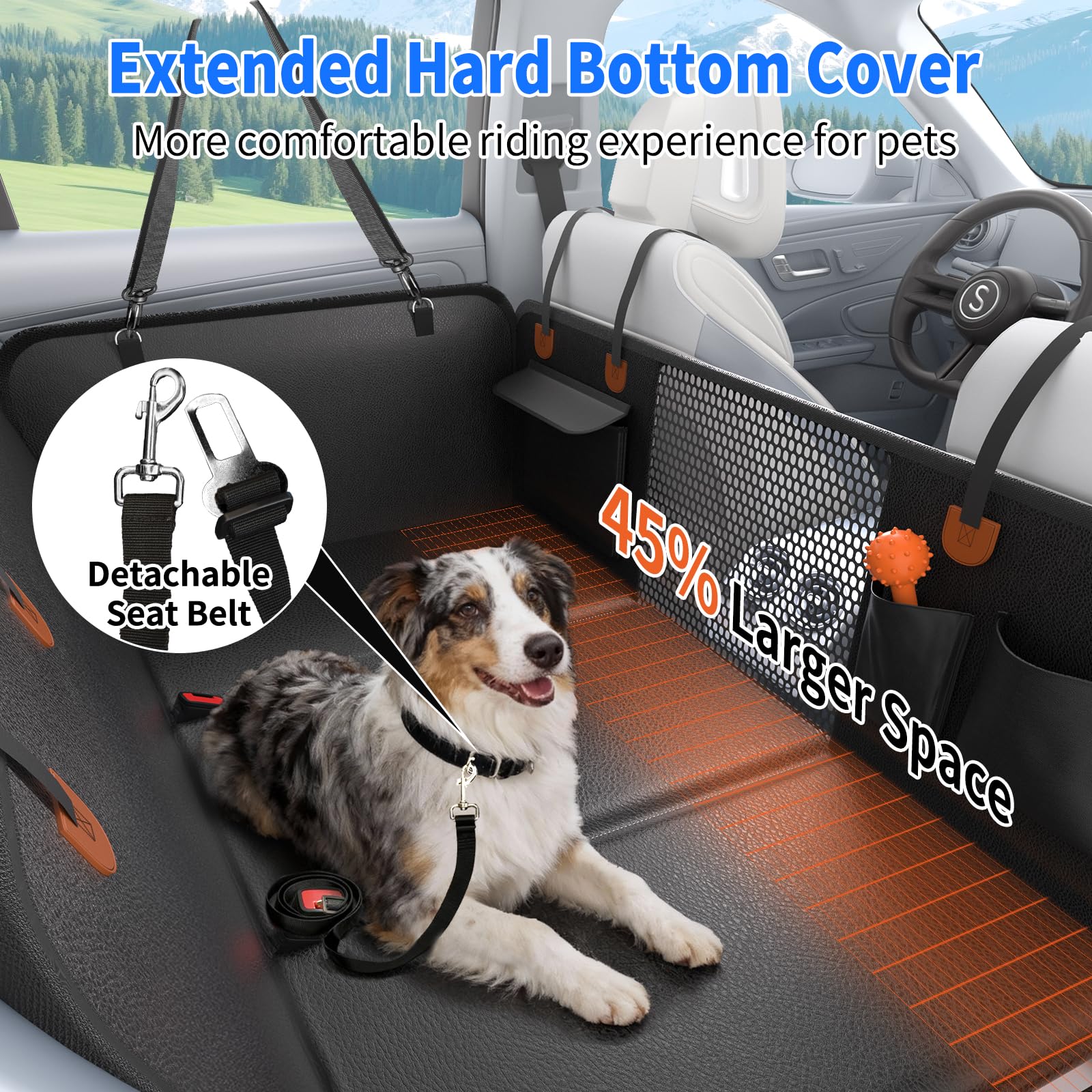SummitGo PU-leather-hard-bottom-dog-seat-cover shows durable protection for upholstery