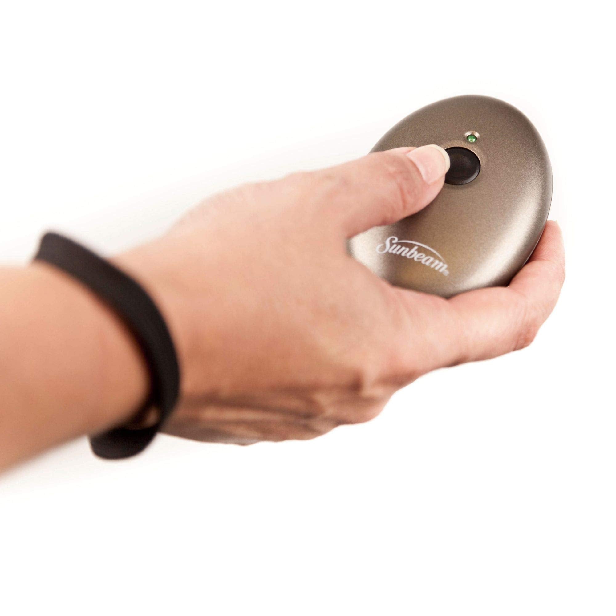 Sunbeam Little Sonic Egg side view emphasizes portability for quiet outings and on-the-go bark deterrence.