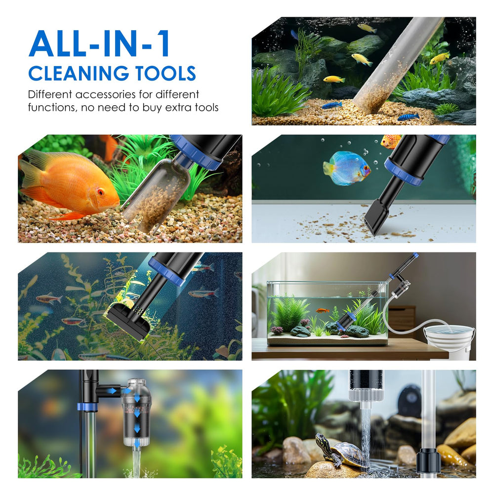 Suness all-in-one cleaner combines siphon filtration and algae removal