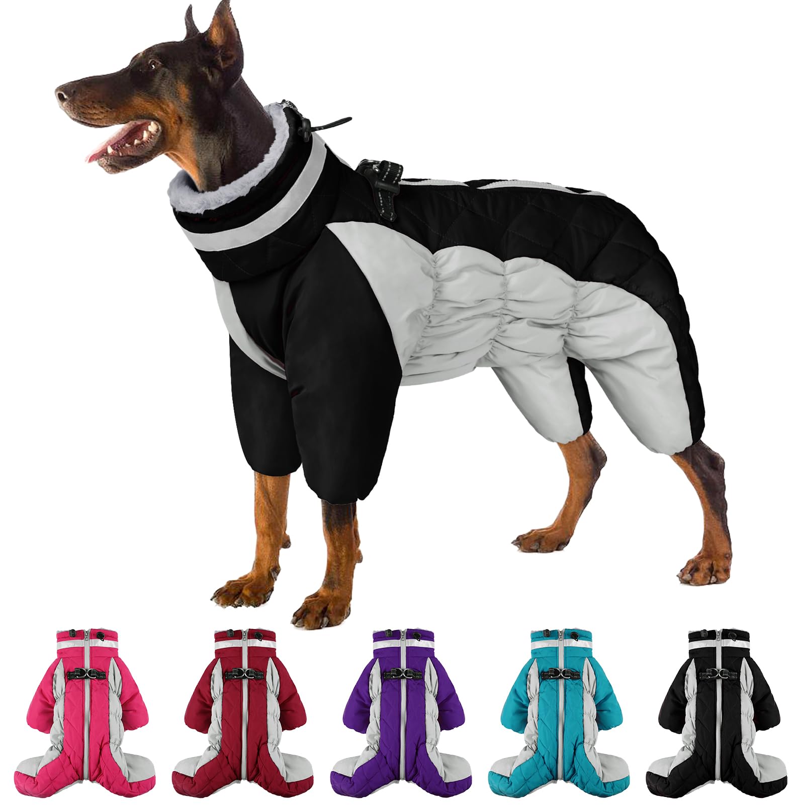SUNFURA black large-dog snowsuit suits breeds like Labrador and French Bulldog