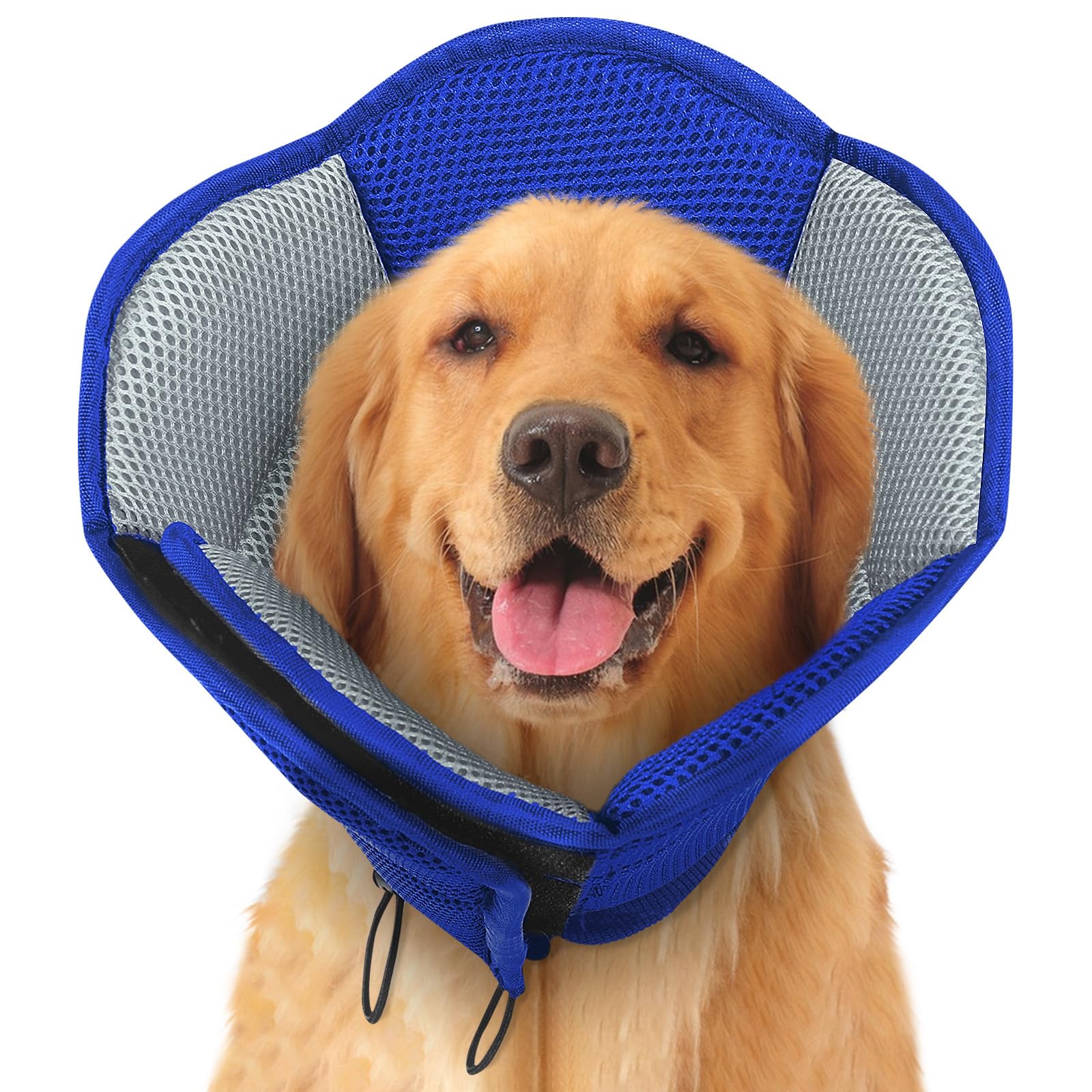 SUNFURA breathable-mesh dog cone in blue supports comfortable recovery after surgery