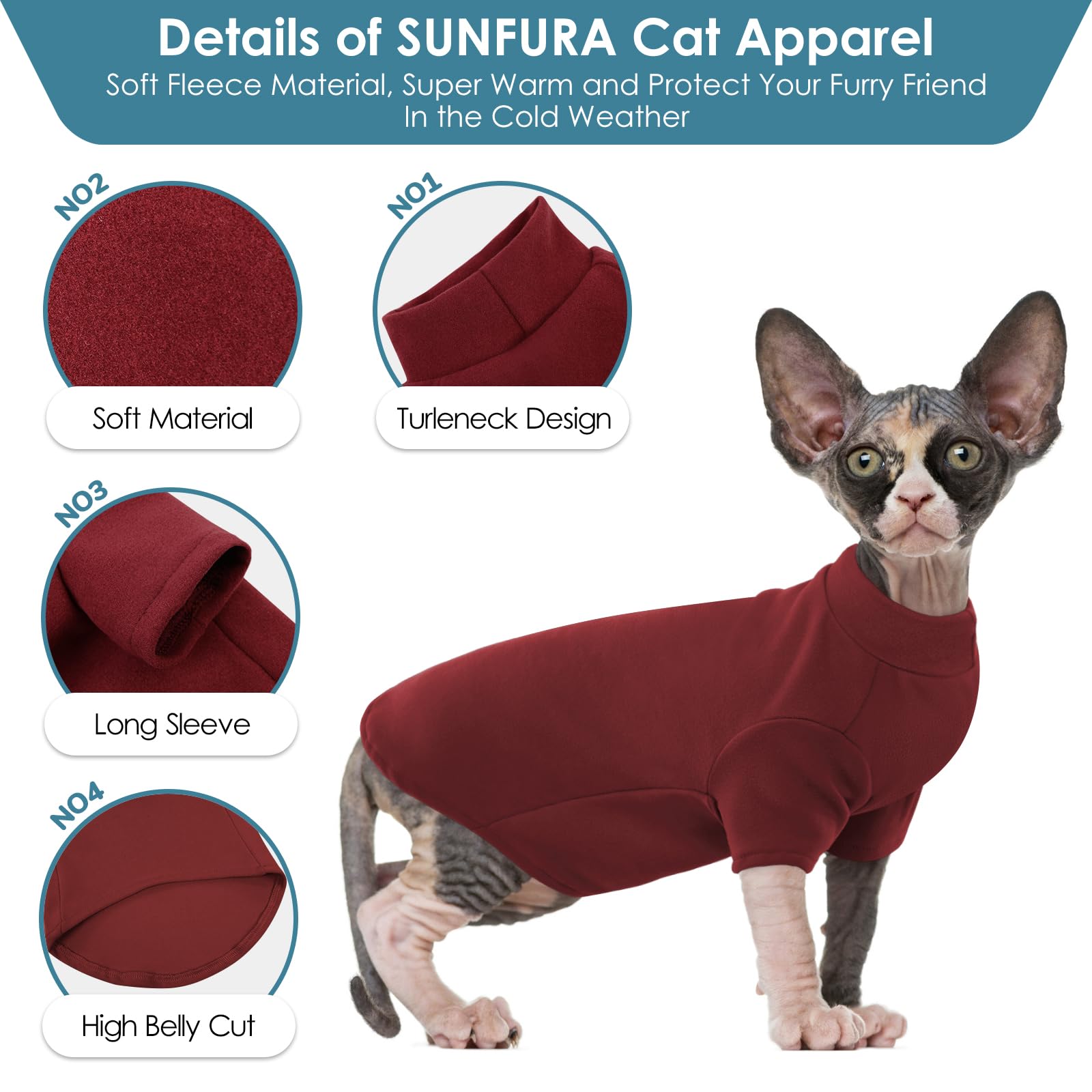 SUNFURA cat warm-soft fleece closeup highlights cozy texture.