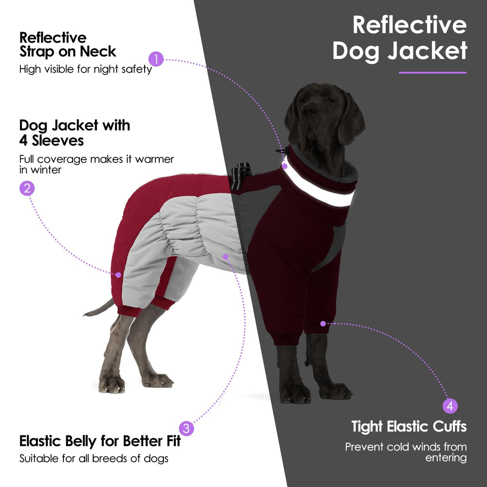 SUNFURA dog coat with four sleeves providing full coverage