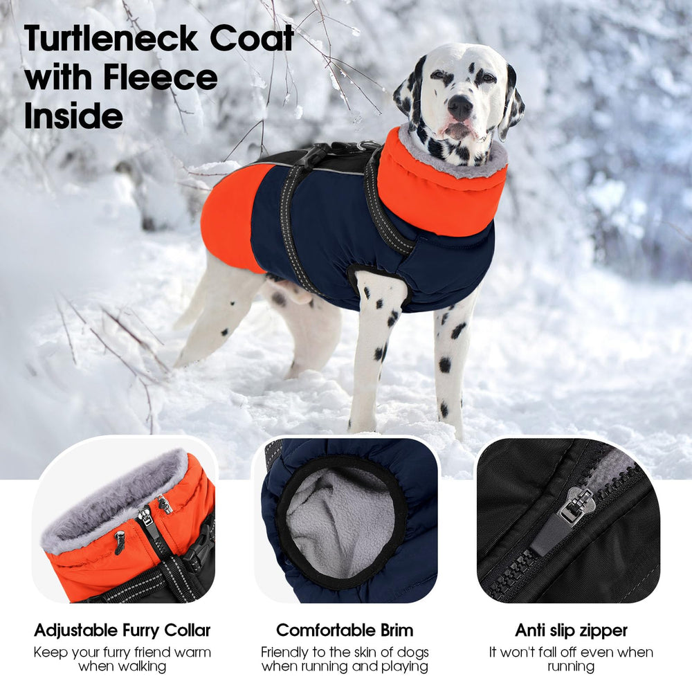 SUNFURA dog coat with waterproof fleece keeps dogs warm in light rain and snow.