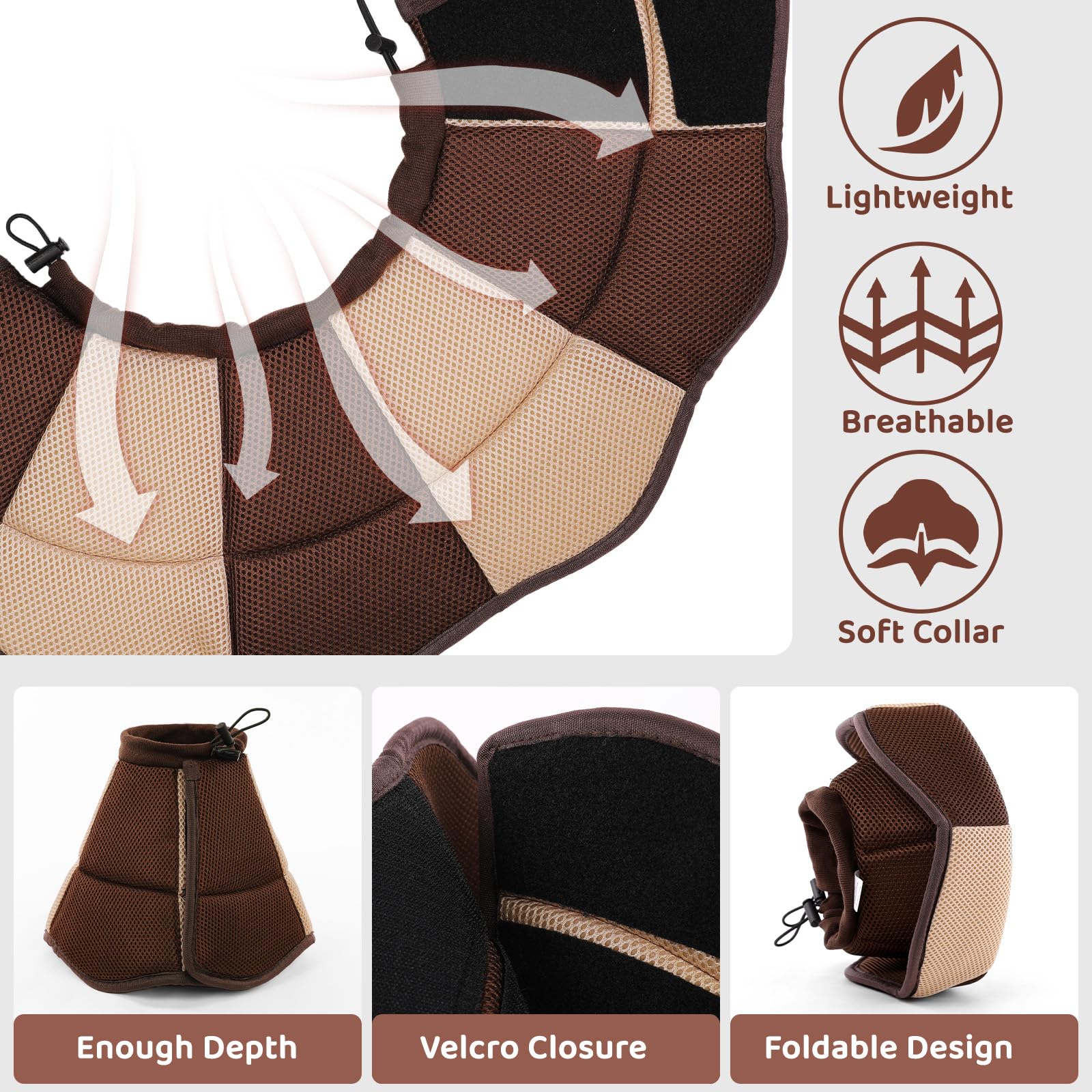 SUNFURA dog cone with hook-and-loop closure, easy on/off after surgery