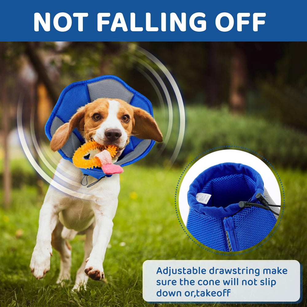 SUNFURA dog cone blue adjustable-closure demonstrates quick secure fit