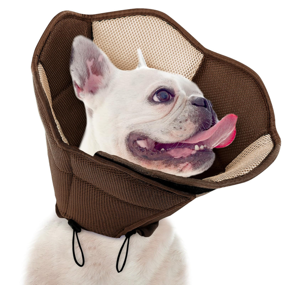 SUNFURA dog cone brown small worn, breathable mesh protects wounds during recovery