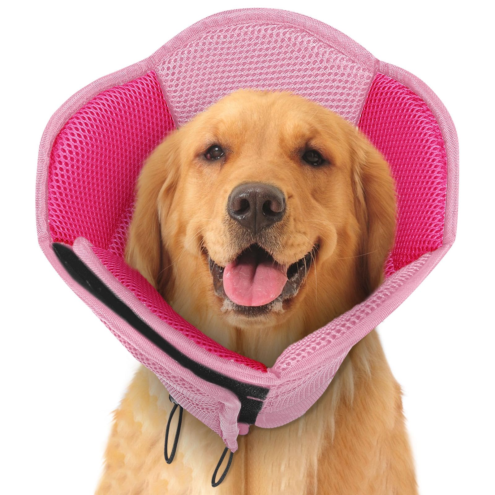 SUNFURA dog cone pink large provides comfortable post-surgery protection for dogs.