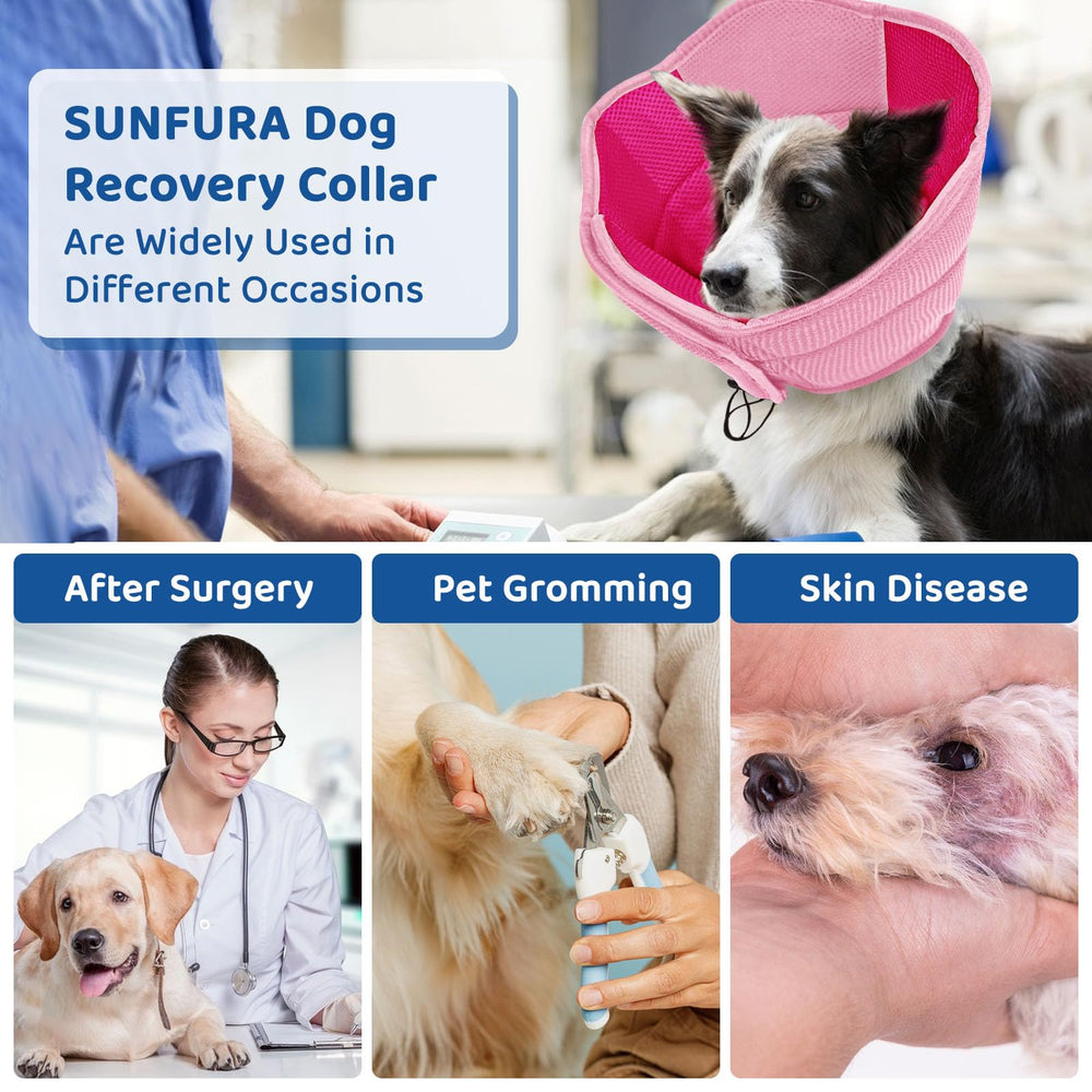 SUNFURA dog cone pink small neck-measure reference to ensure proper sizing