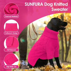 SUNFURA dog sweater hot pink xl sleeve design shows full coverage warmth