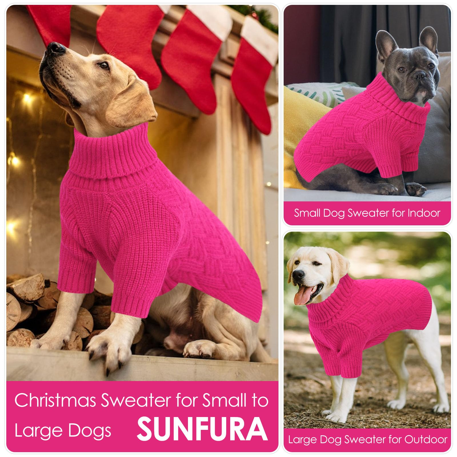 SUNFURA dog sweater xl worn on a dog for winter warmth