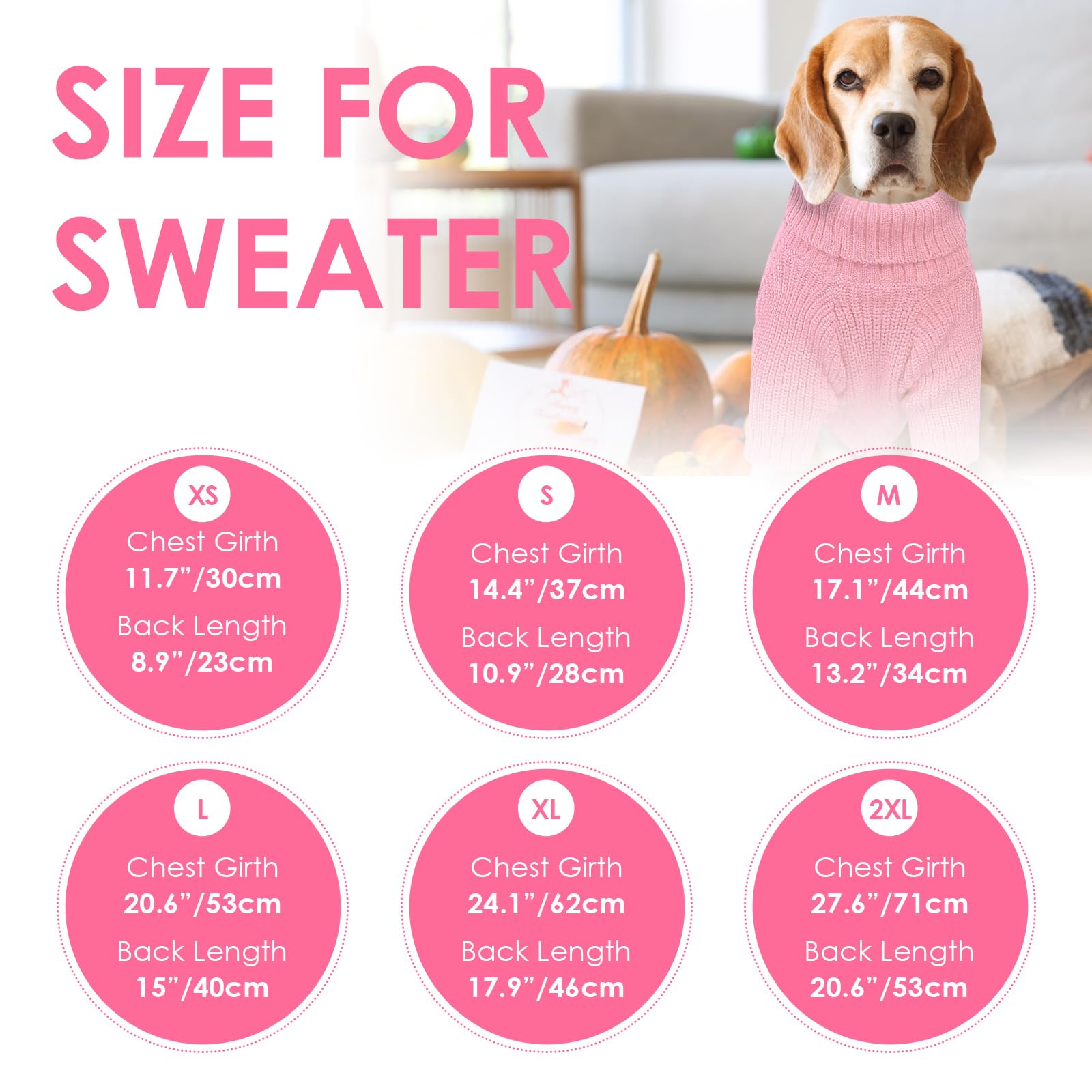 SUNFURA pink XL dog sweater turtleneck sleeves with easy on off design