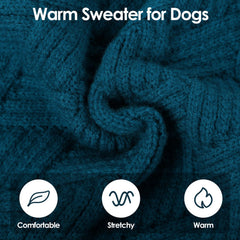 SUNFURA dog sweater closeup shows two-sleeve design for easy on/off comfort.