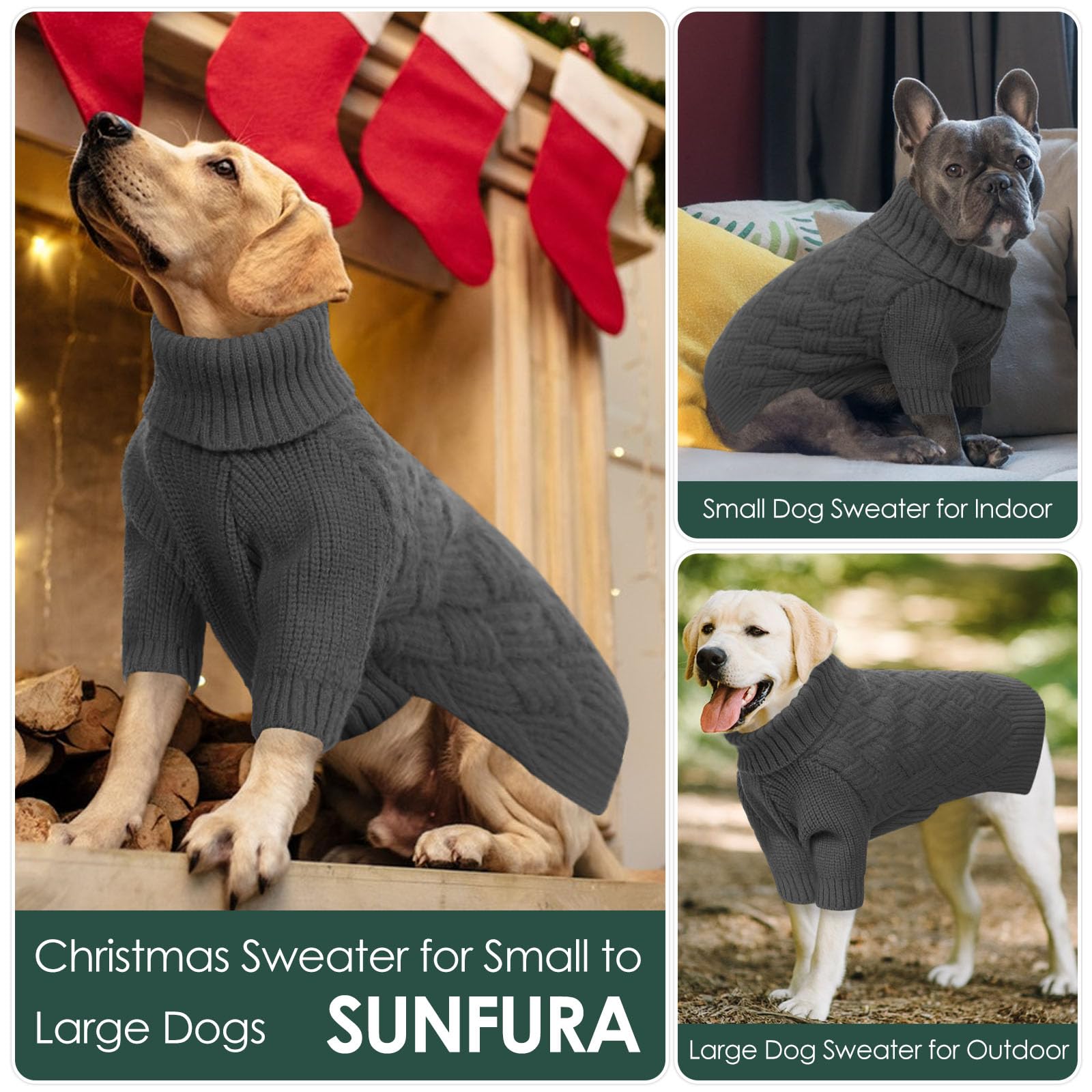 SUNFURA dog sweater outdoors during winter walk for cold-day warmth