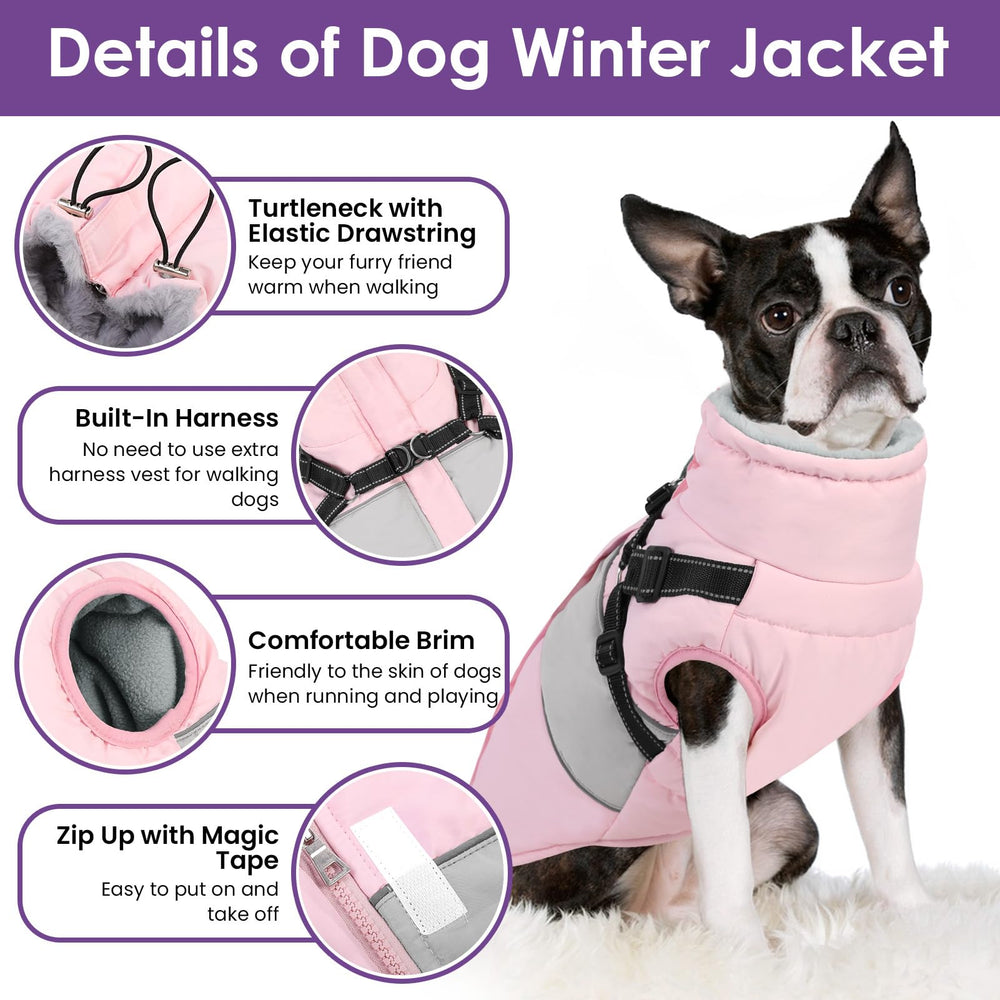 SUNFURA pink dog coat highlighting stylish color for medium breeds.