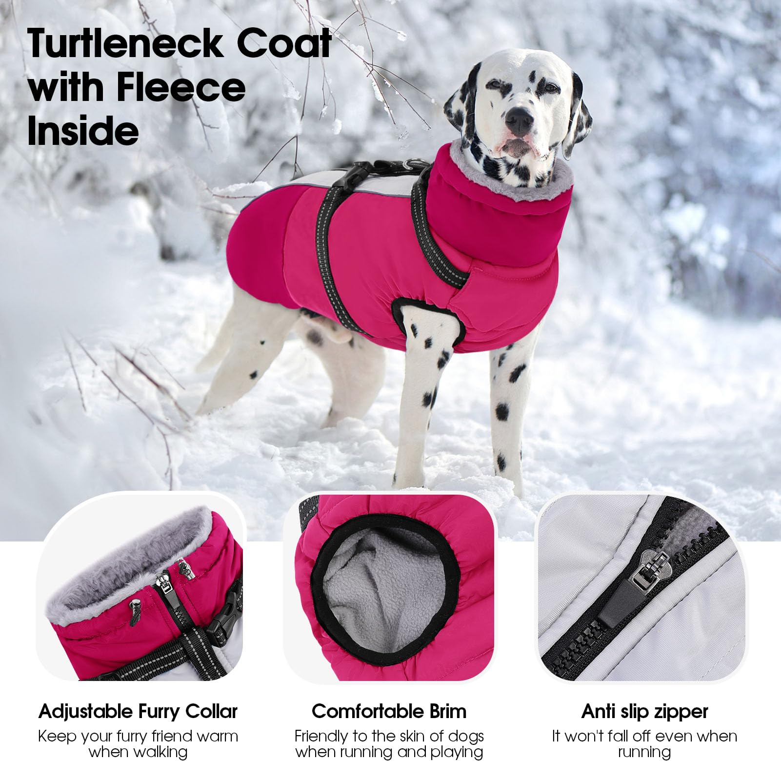 Sunfura dog winter coat waterproof-fleece provides warmth during cold damp outings