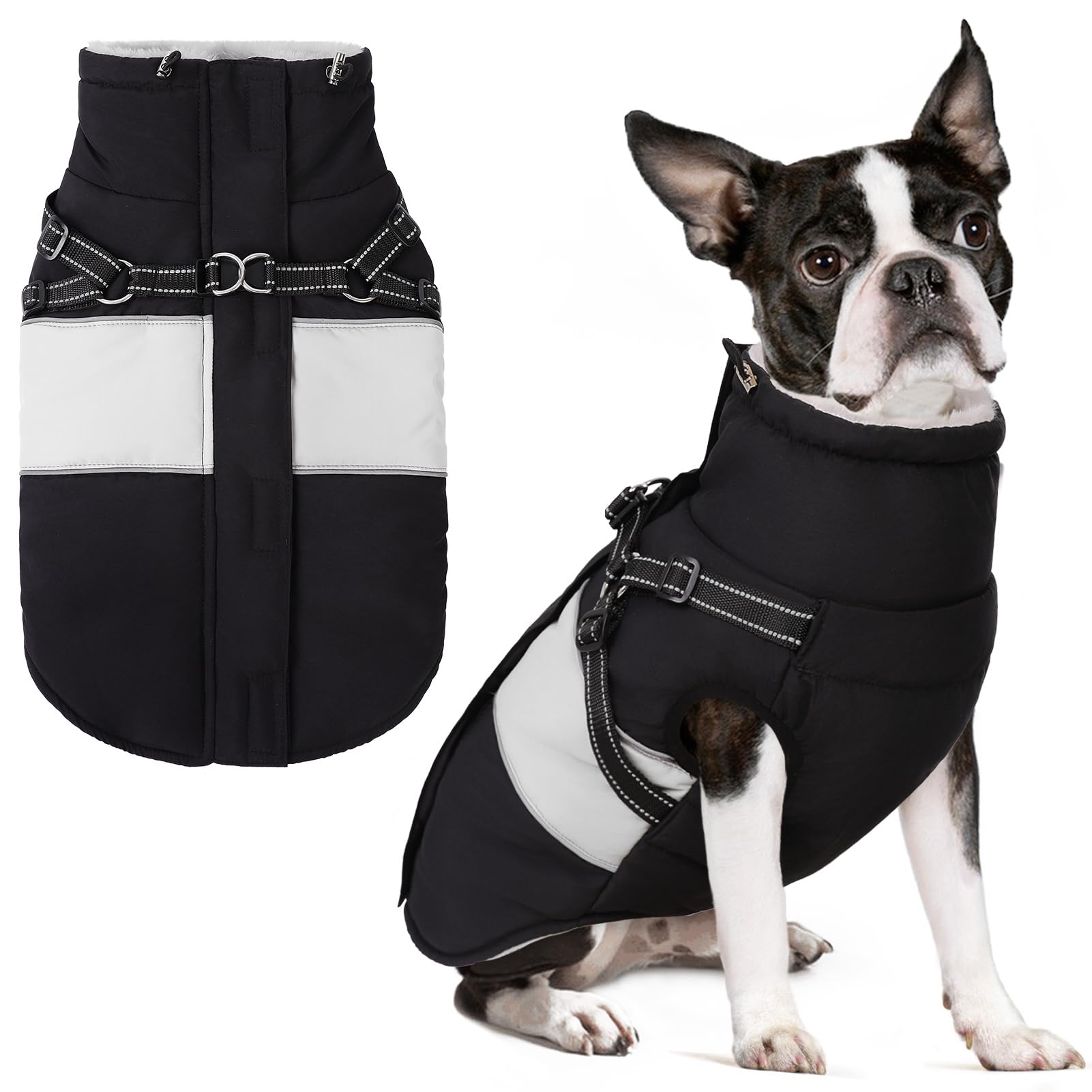 SUNFURA dog winter coat waterproof outer shell keeps your pup dry on walks.