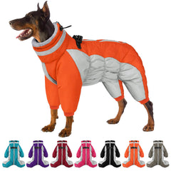 SUNFURA full body dog coat on a Great Dane showing warm fleece lining