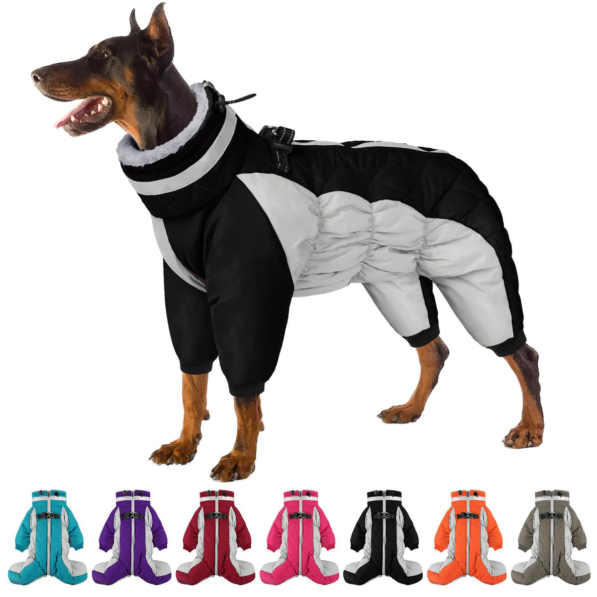 SUNFURA full-body coat on a large dog delivering winter warmth during walks