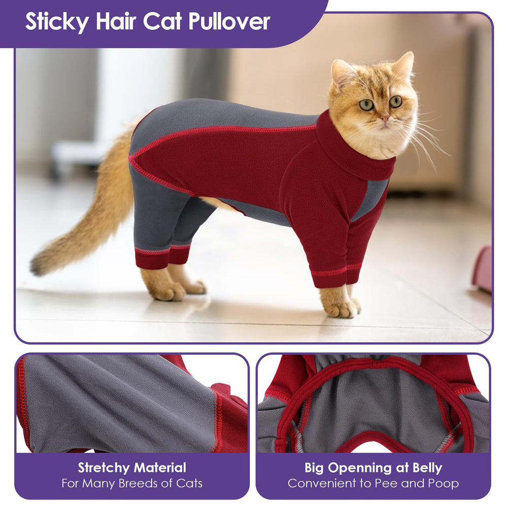 SUNFURA Hair Sticky Cat Clothes fleece texture close-up for soft winter wear
