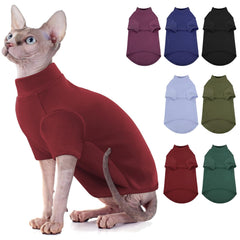 SUNFURA Sphynx sweater burgundy front view keeps hairless cats warm.
