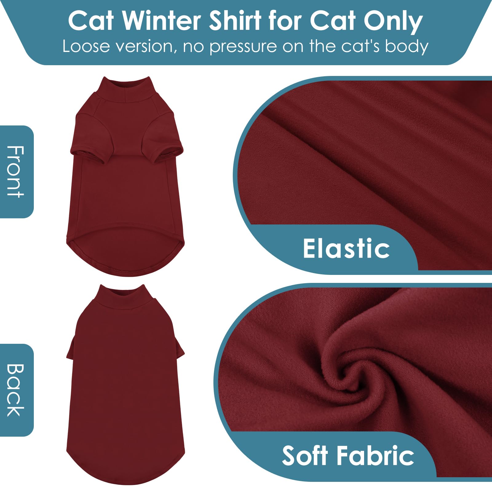 SUNFURA Sphynx sweater burgundy side view shows sleeve coverage.