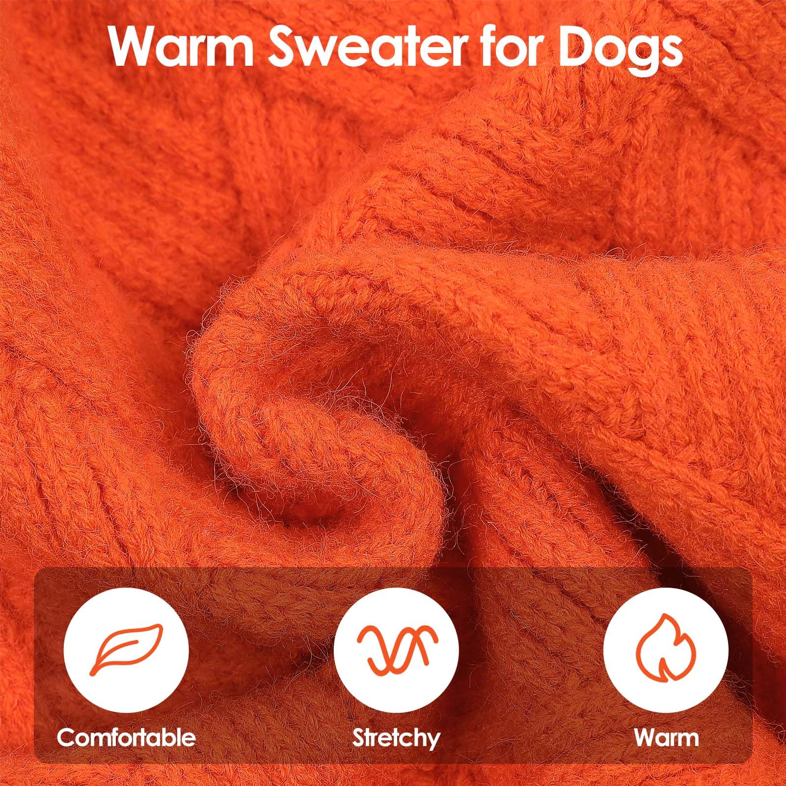 SUNFURA turtleneck-sleeve dog sweater showing two sleeves for easy on/off warmth.